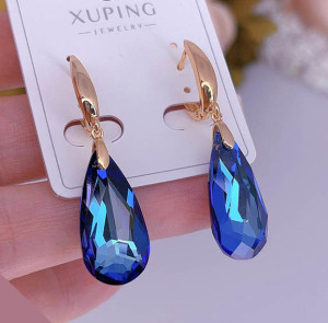 Cерьги позолоченные с цветными кристаллами Swarovski E-6595