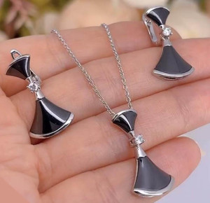 Набор стильных украшений с черной керамикой CKR-152-s-black