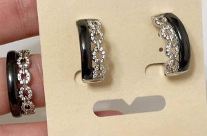 Комплект бижутерии с черной керамикой CKR-179-s-black