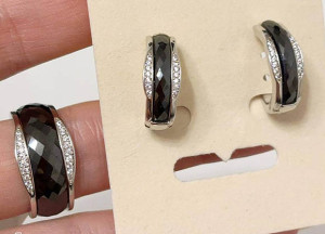 Набор украшений с керамикой и фианитами CKR-180-s-black