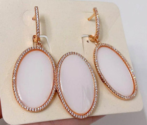 Набор позолоченной бижутерии с белой керамикой CKR-181-g-white