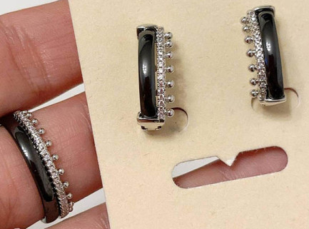 Набор бижутерии с керамикой и фианитами CKR-182-s-black