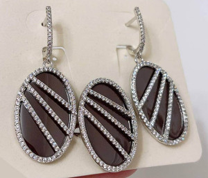 Комплект стильной бижутерии с цветной керамикой CKR-184-s-brown