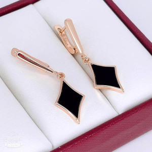 Серьги стильные с черной керамикой E-5401-g-black