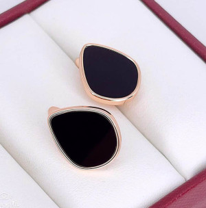 Серьги позолоченные с керамикой E-5402-g-black