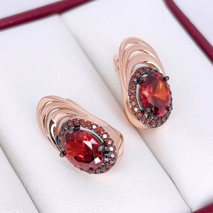 Серьги фианитовые с комбинированным покрытием E-6605