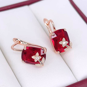 Серьги с цветными фианитами E-6607