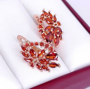 Серьги цветные с фианитами E-6609