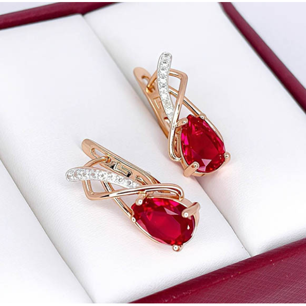 Серьги позолоченные фианитовые E-6610