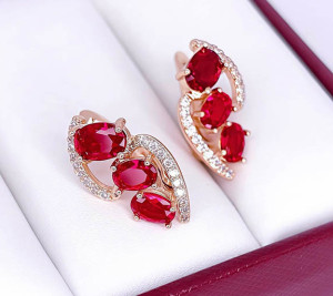 Серьги с цветными фианитами E-6612