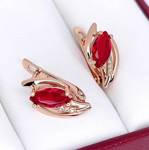 Серьги позолоченные с фианитами E-6613