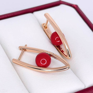 Серьги стильные с цветной вставкой E-6614