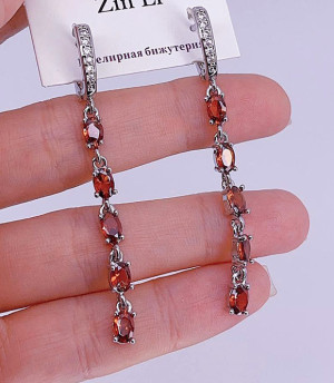 Серьги фианитовые цветные E-6617