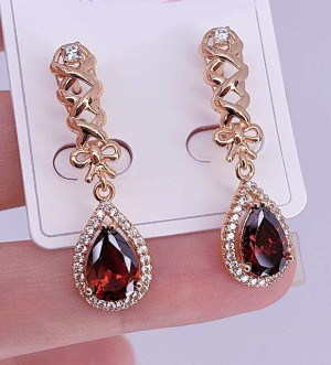 Серьги позолоченные с фианитами E-6620