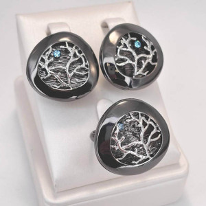 Набор стильных украшений ER-1803-s-blue