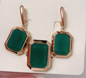 Комплект стильных украшений с фианитами ER-1814-g-hriz