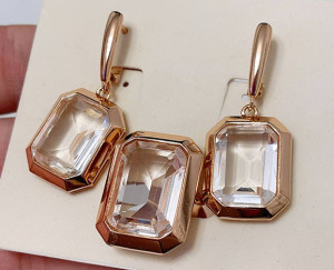 Набор позолоченных фианитовых украшений ER-1814-g-white