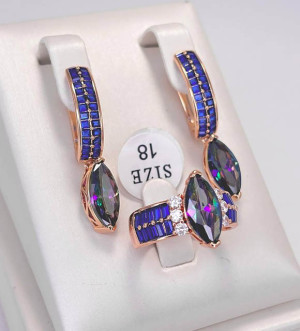 Комплект позолоченной фианитовой бижутерии ER-1834-g-mistik