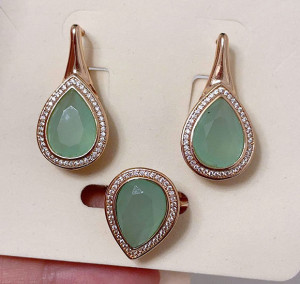 Набор позолоченной бижутерии с фианитами ER-1837-g-salat