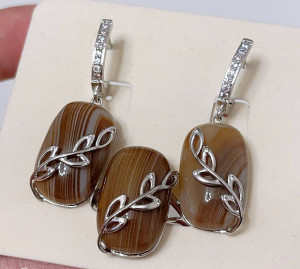 Набор украшений с цветными вставками ER-1838-s-brown