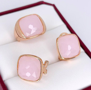 Набор позолоченной фианитовой бижутерии ER-1846-g-rosecvc