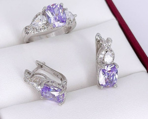 Набор родированных украшений ER-1860-s-fiol