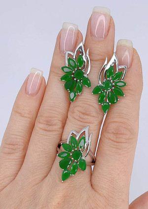 Комплект бижутерии с ER-437-s-green