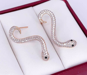 Серьги позолоченные фианитовые E-6188