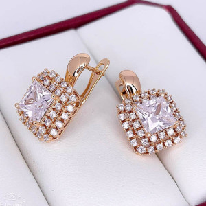 Серьги позолоченные с фианитами E-6621