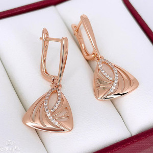 Серьги позолоченные с фианитами E-6624