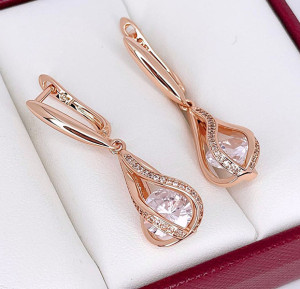 Серьги позолоченные с фианитами E-6626