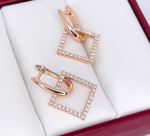 Серьги-трансформеры с фианитами E-6627