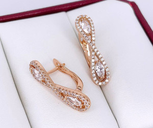 Серьги фианитовые с позолотой E-6628