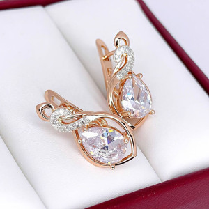 Серьги позолоченные с фианитами E-6630