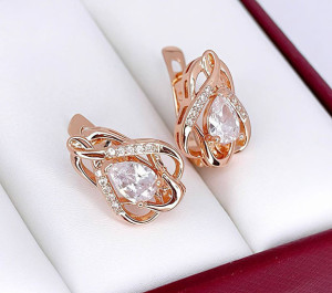 Серьги позолоченные фианитовые E-6631