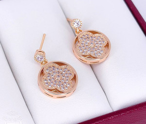 Серьги позолоченные с фианитами E-6632