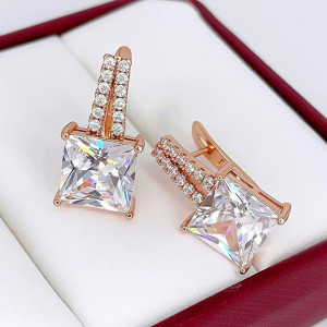 Серьги позолоченные с фианитами E-6639