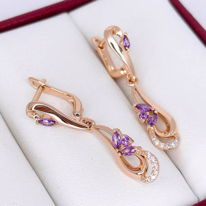 Серьги позолоченные с фианитами E-6645