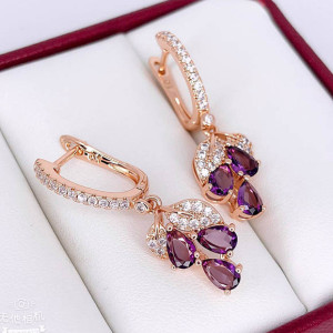 Серьги цветные с фианитами E-6647