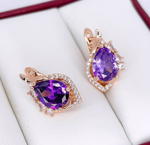 Серьги позолоченные с фианитами E-6648