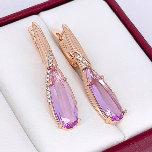 Серьги длинные с фианитами E-6649