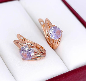 Серьги позолоченные с фианитами E-6651