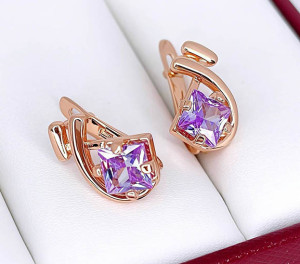 Серьги с цветными фианитами E-6653