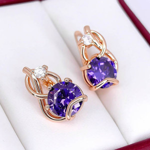 Серьги фианитовые с позолотой E-6654