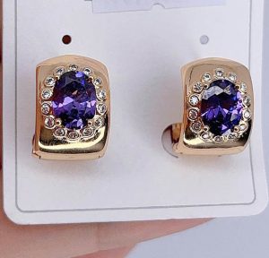 Серьги позолоченные с фианитами E-6658