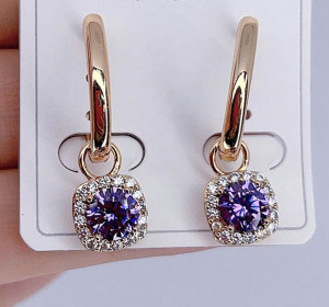 Серьги с цветными фианитами E-6659