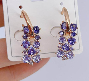 Серьги позолоченные фианитовые E-6660