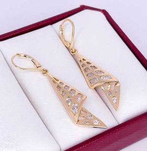 Серьги стильные с фианитами E-6661