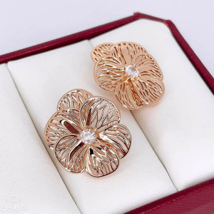 Серьги ажурные с фианитами  E-6663