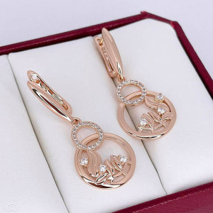 Серьги позолоченные с фианитами E-6664